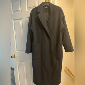 Top Shop Women’s Navy Blue Oversized Maxi Over Coat Size 10